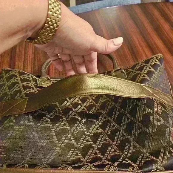 Adrienne Vittadini Large Laptop Travel Tote Fabric with Leather Trim EUC - Picture 16 of 16